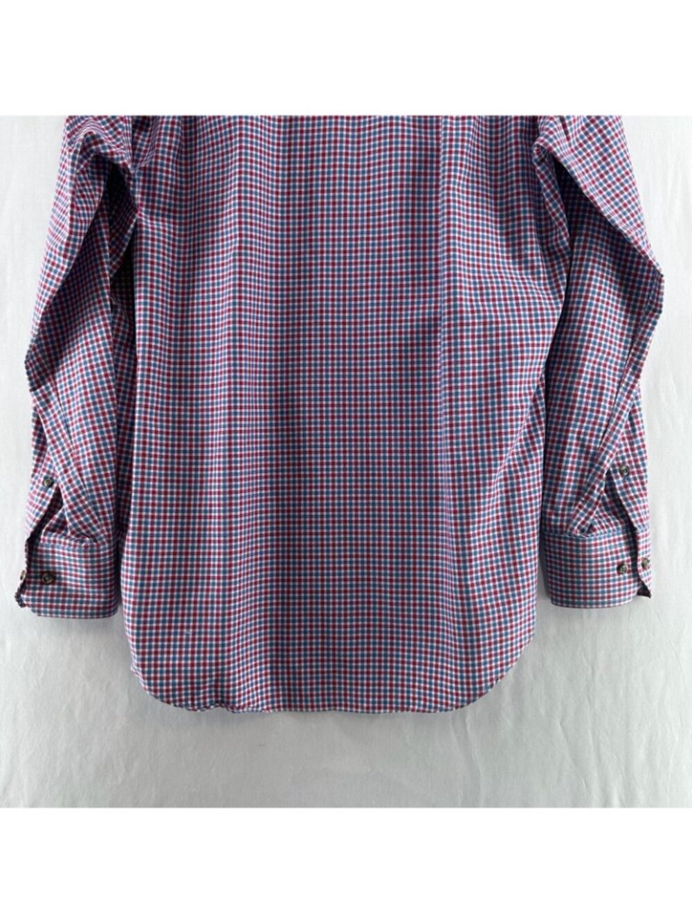 David Donahue Button Down Shirt Men M 100% Cotton Long Sleeve Gingham Red/ Blue - Picture 6 of 12